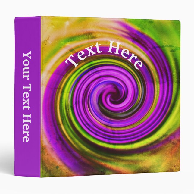 Abstract Blue Green Purple Swirls Personalized 3 Ring Binder (Front/Spine)