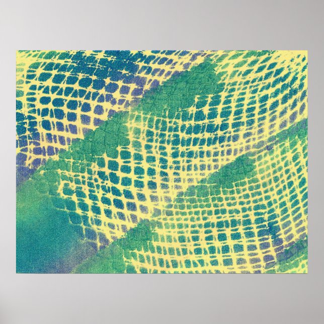 Abstract Blue Green Purple Yellow Pattern Posters (Front)