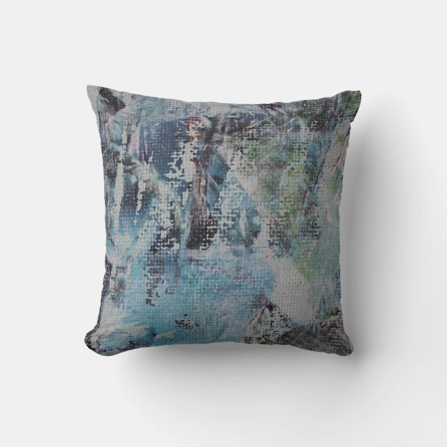 Abstract Blue & Green Scratch Pillow (Front)