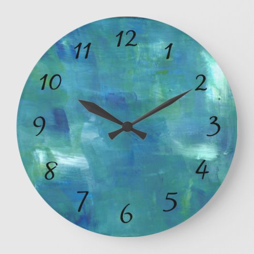 Abstract Blue Green Sentiment Large Clock