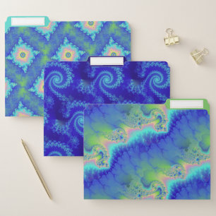 Abstract Blue Green Spiral Fractals File Folder