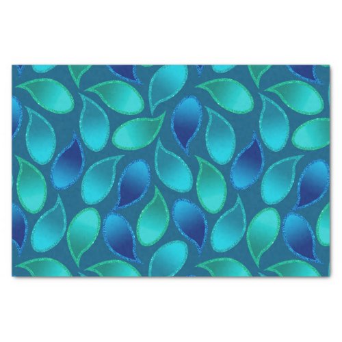 Abstract blue green teal peacock rain drop pattern tissue paper