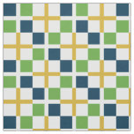 Abstract Blue Green Yellow Squares Pattern Fabric