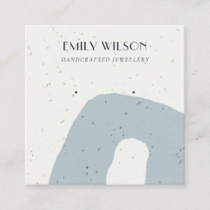 ABSTRACT BLUE GREY CERAMIC STUD EARRING DISPLAY SQUARE BUSINESS CARD