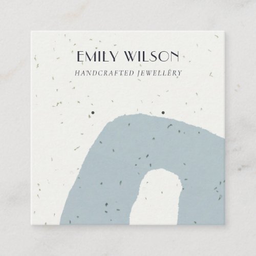 ABSTRACT BLUE GREY CERAMIC STUD EARRING DISPLAY SQUARE BUSINESS CARD