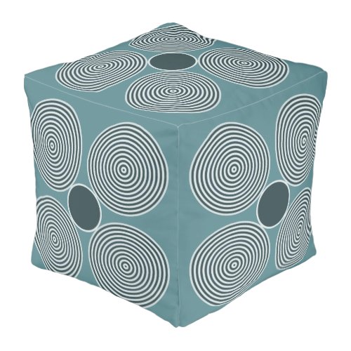 Abstract Blue_Grey Floral Four Petal Pattern Pouf
