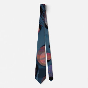 Abstract blue grey galactic geometric circles neck tie