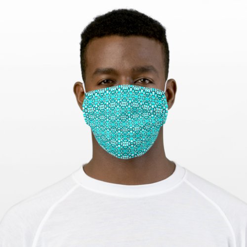 Abstract Blue Grid Pattern Adult Cloth Face Mask