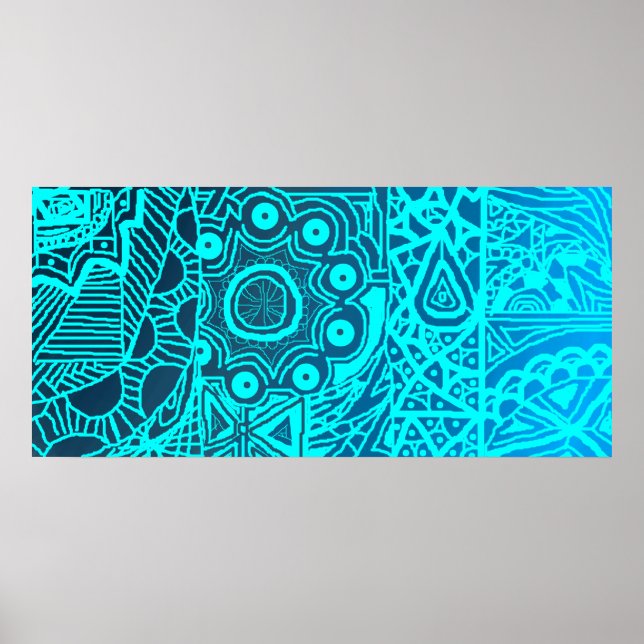 Abstract Blue Henna Style Poster (Front)