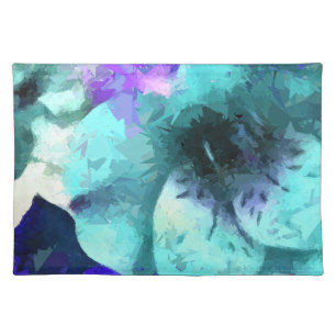 Abstract Blue Hibiscus Flower Placemat