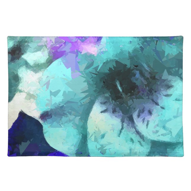 Abstract Blue Hibiscus Flower Placemat (Front)