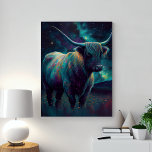 Abstract Blue Highland Cow Canvas Print<br><div class="desc">Bring the beauty of the night sky into your home with this mesmerizing canvas print. Featuring an abstract blue highland cow silhouetted against a starry night, this artwork evokes a sense of tranquility and wonder. Perfect for adding a touch of rustic charm and artistic flair to your living room, bedroom,...</div>