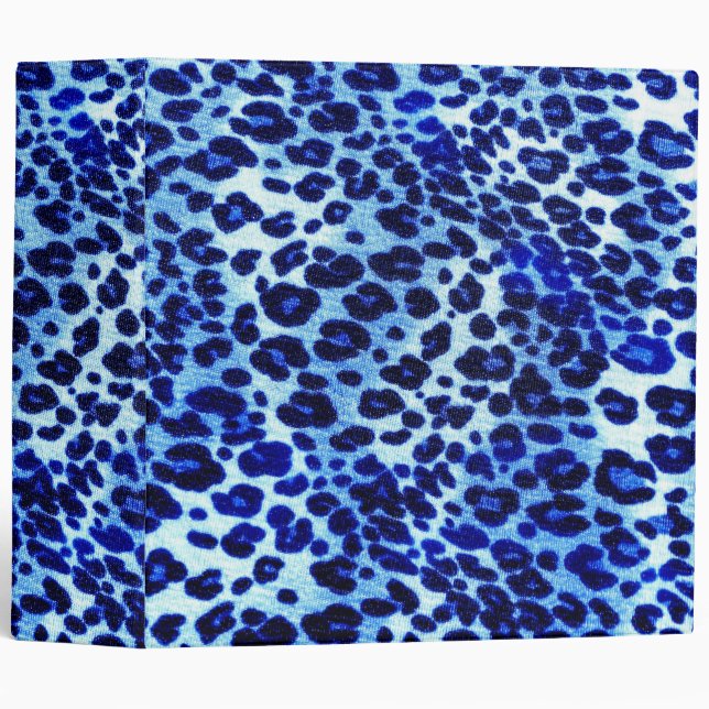 Abstract Blue Hipster Cheetah Animal Print Binder (Front/Spine)