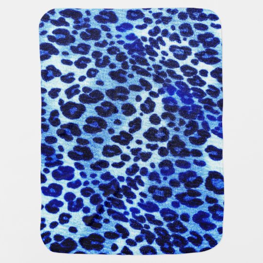 Abstract Blue Hipster Cheetah Animal Print Receiving Blanket