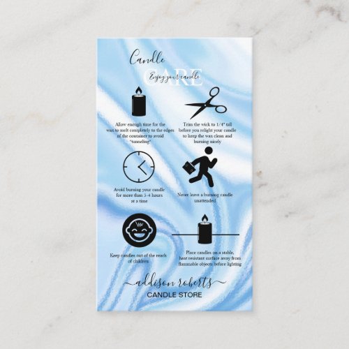 Abstract Blue Holographic Candle Care  Business Card