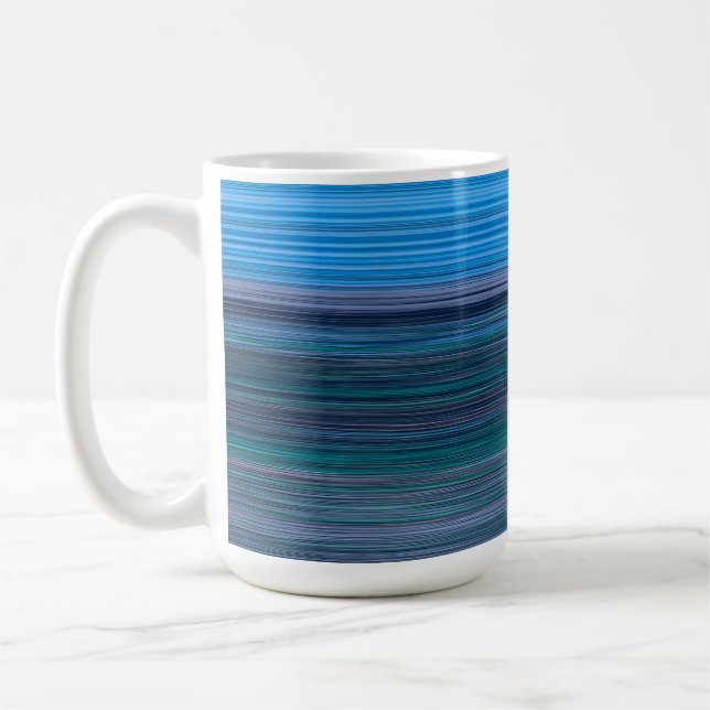 Abstract Blue Horizontal Stripes Coffee Mug (Left)