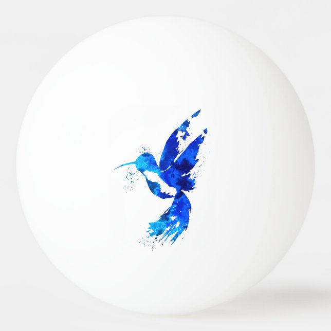 Abstract Blue Hummingbird Ping Pong Ball (Front)