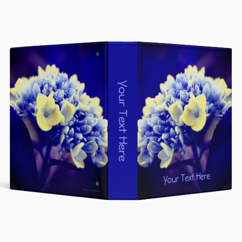 Abstract Blue Hydrangea Flower Personalized 3 Ring Binder