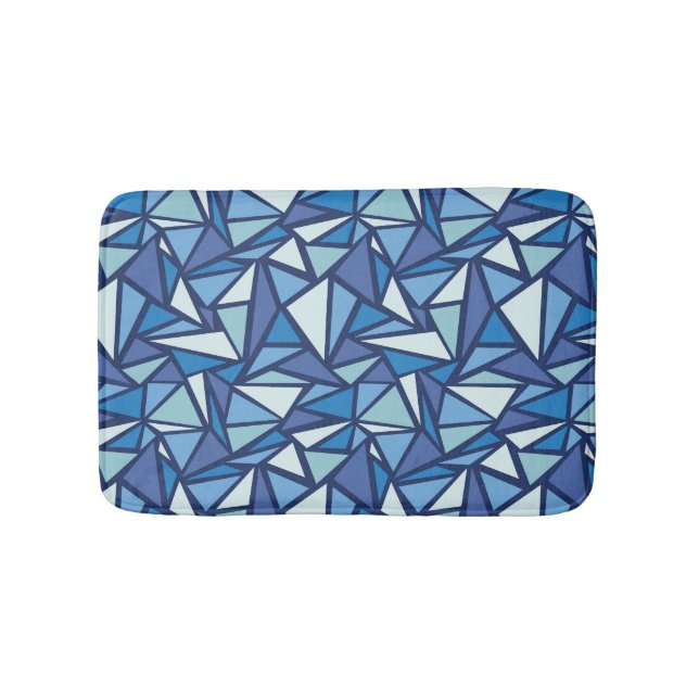 Abstract Blue Ice Crsytal Pattern Bathroom Mat (Front)
