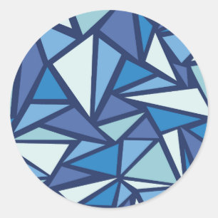 Abstract Blue Ice Crsytal Pattern Classic Round Sticker