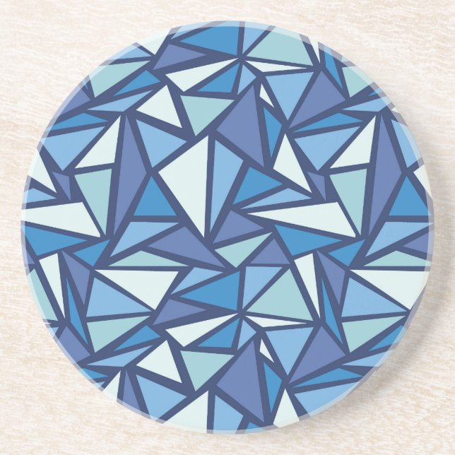Abstract Blue Ice Crsytal Pattern Drink Coaster (Front)