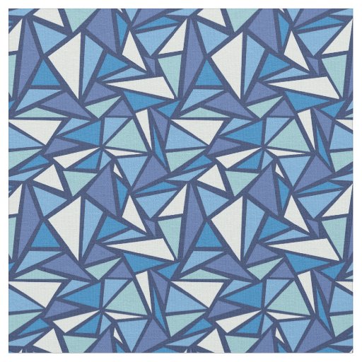 Abstract Blue Ice Crsytal Pattern Fabric