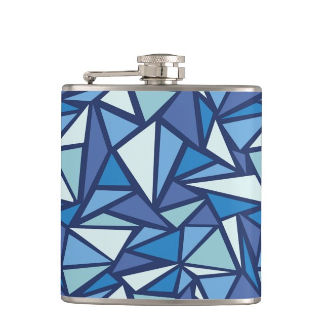 Abstract Blue Ice Crsytal Pattern Flask (Front)