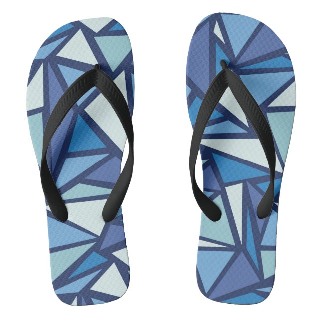 Abstract Blue Ice Crsytal Pattern Flip Flops (Footbed)