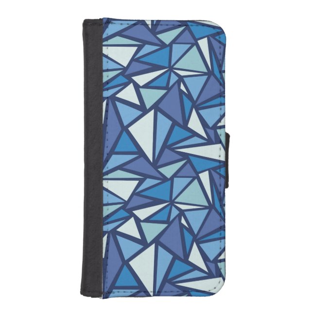 Abstract Blue Ice Crsytal Pattern iPhone Wallet Case (Front)