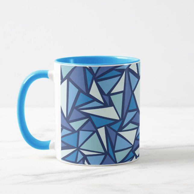 Abstract Blue Ice Crsytal Pattern Mug (Left)