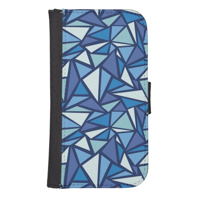 Abstract Blue Ice Crsytal Pattern Samsung Galaxy Wallet Case (Front)