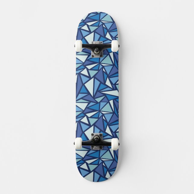 Abstract Blue Ice Crsytal Pattern Skateboard Deck (Front)