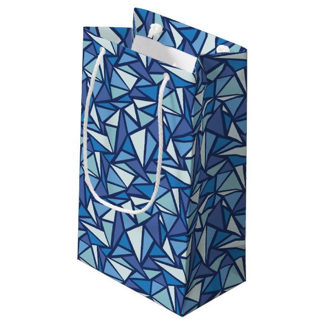 Abstract Blue Ice Crsytal Pattern Small Gift Bag (Back Angled)