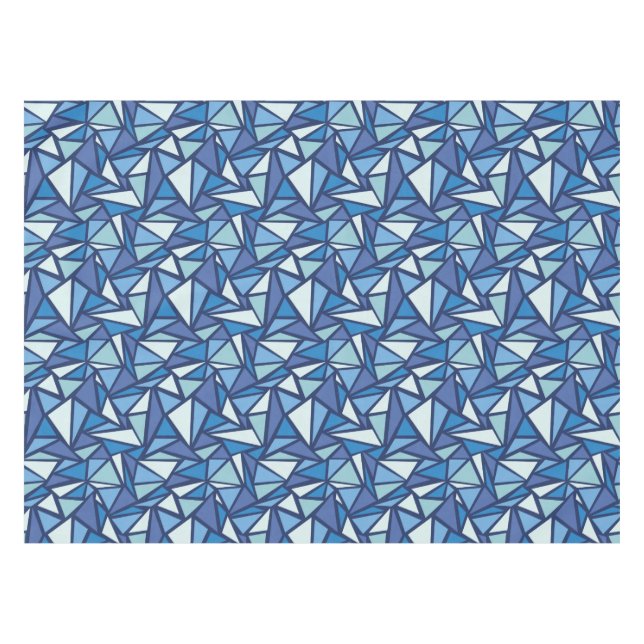 Abstract Blue Ice Crsytal Pattern Tablecloth (Front (Horizontal))