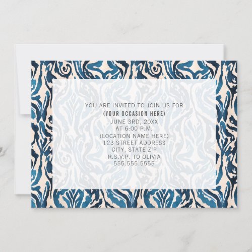 Abstract Blue Ikat All Purpose Generic Party Invitation