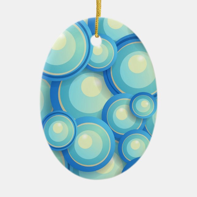 Abstract blue in green ceramic ornament (Front)