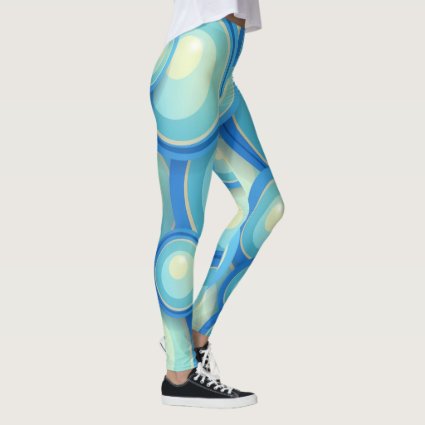 Abstract blue in green leggings