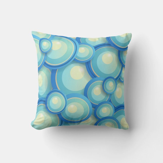 Abstract blue in green throw pillow (Front)
