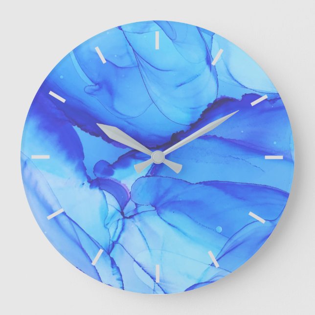 Abstract Blue Indigo Without Numbers Large Clock (Front)