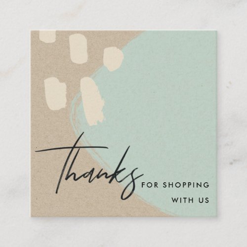 ABSTRACT BLUE IVORY KRAFT SCANDI THANK YOU LOGO SQUARE BUSINESS CARD