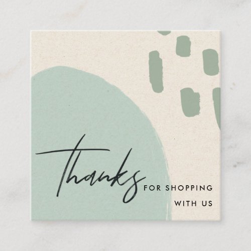 ABSTRACT BLUE IVORY KRAFT SCANDI THANK YOU LOGO SQUARE BUSINESS CARD