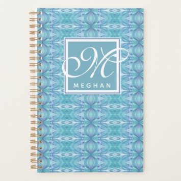 Abstract Blue Kaleidoscope Patterned - Monogram