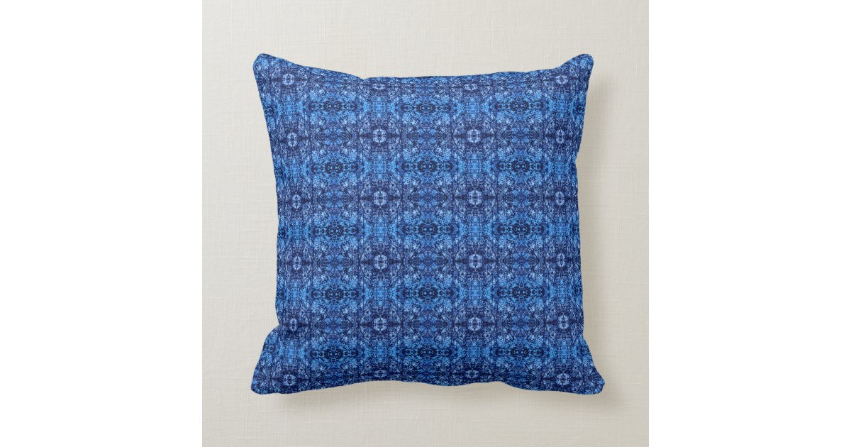Abstract Blue Leaves Throw Pillow