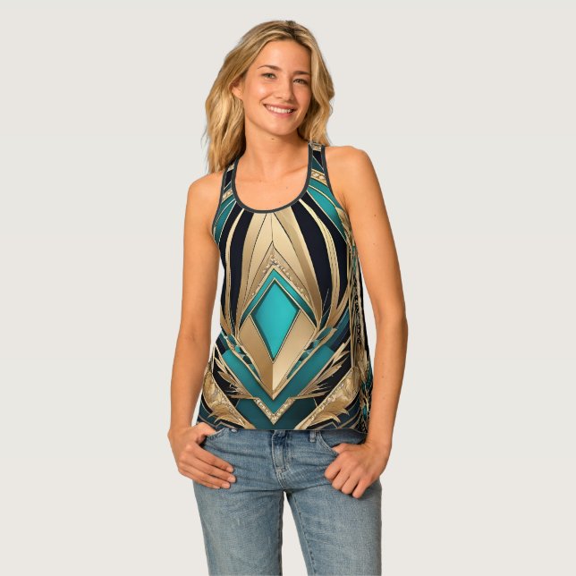 Abstract Blue Leggings Tank Top (Front Full)