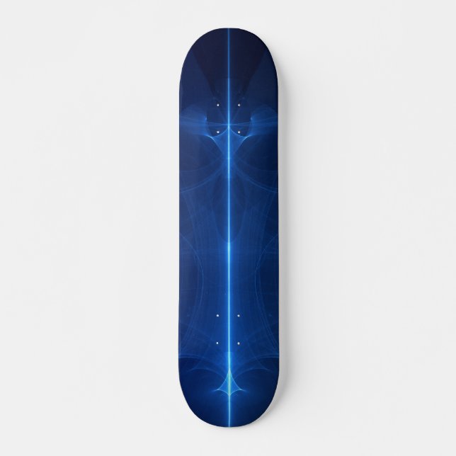 Abstract Blue Light Wave Skateboard Deck (Front)