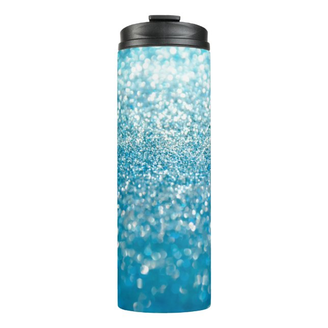 Abstract blue lights, artistic background. thermal tumbler (Front)
