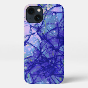 Abstract Blue Lilac Fluid Art iPhone 13 Case