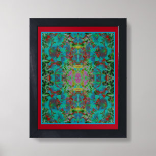 Abstract Blue Lily Flowers Raindrops Framed Art
