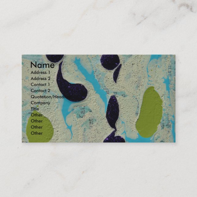 Abstract Blue, Lime, Purple, and White Painting Business Card (Front)
