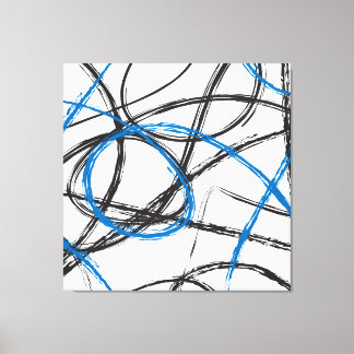 ABSTRACT BLUE LINES DESIGN ART ON CANVAS PRINT